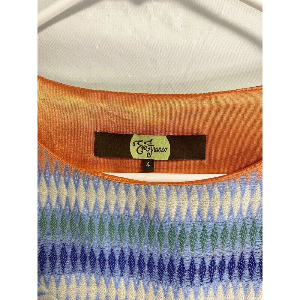 Eva Franco Womens Colorful Retro Psychedelic Belted Fit And Flare Dress 4 - Picture 3 of 4